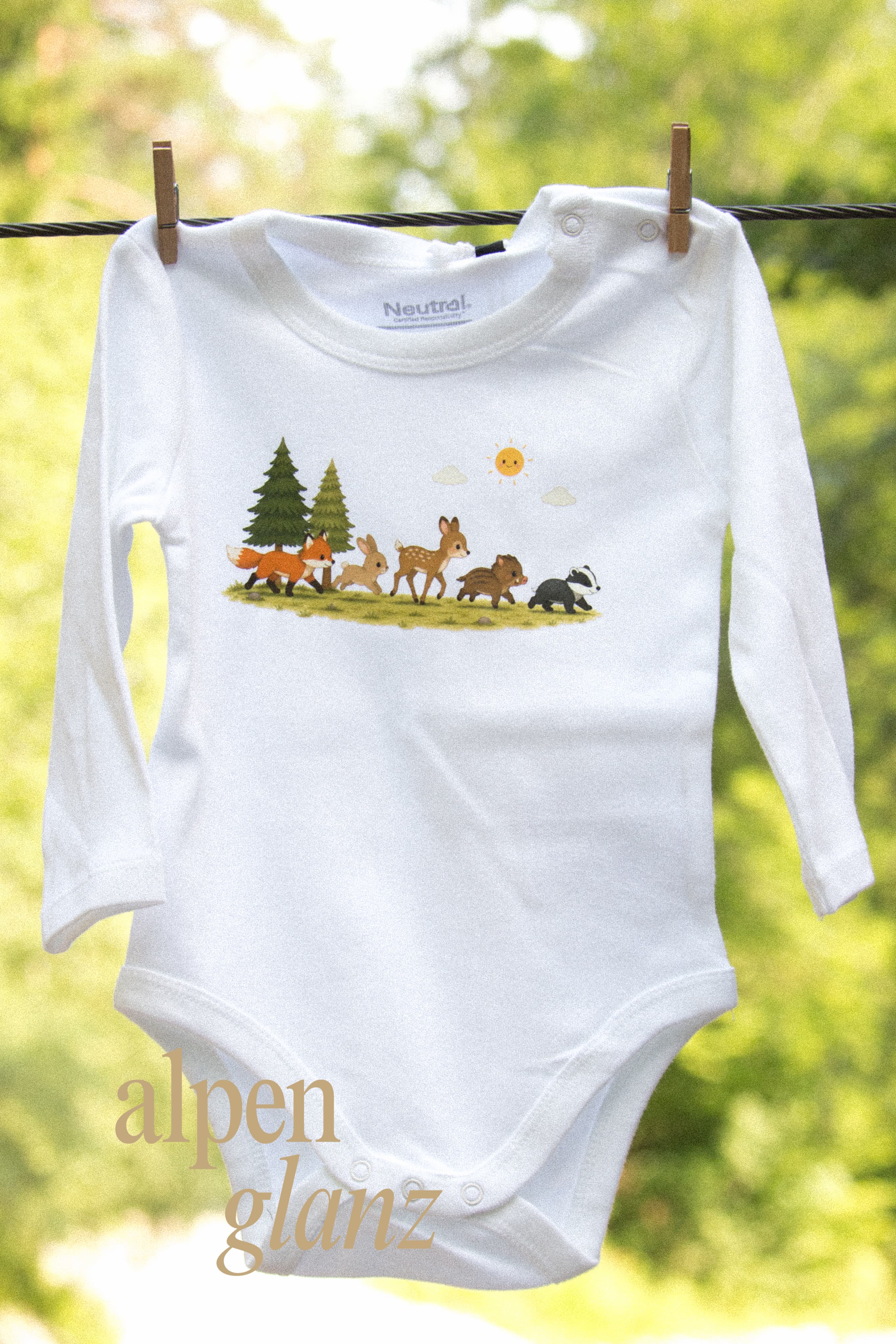 Babybody Waldtiere langarm